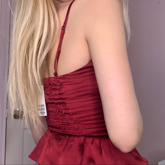 H&M Maroon Red Blouse Top SZ: 0 - Picture 7 of 8